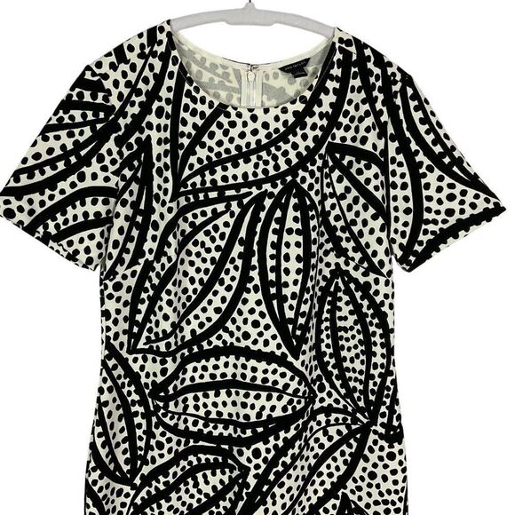 Ann Taylor Cheetah Leaf Shift Dress Size 2 Polyester/Spandex NWOT, Black/white - Picture 3 of 8